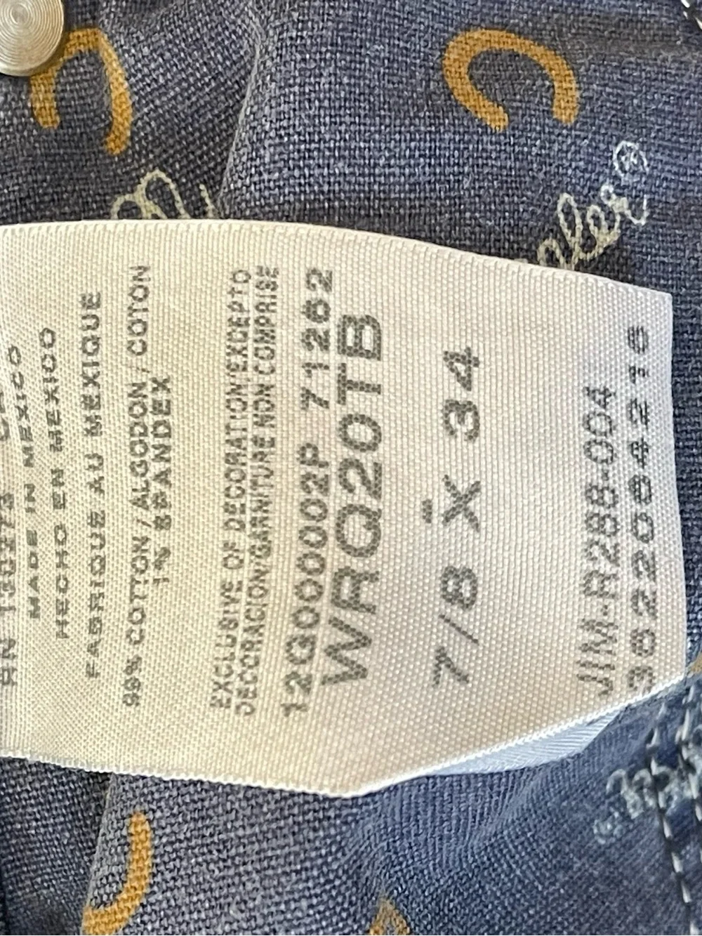 Wrangler Q Baby Ultimate Riding Jeans Medium Wash Embroidered W Sz 7/8x34